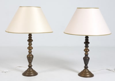 PAIR OF SCANDINAVIAN BRASS TABLE LAMPS C. 1960S