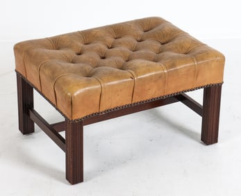 CHESTERFIELD STYLE ENGLISH LEATHER OTTOMAN