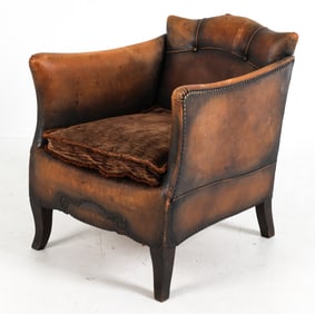 ART DECO SCANDINAVIAN LEATHER CLUB CHAIR C. 1930S