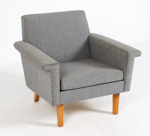 SCANDINAVIAN BEECH & WOOL LOUNGE CHAIR C. 1970S