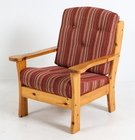 SCANDINAVIAN BRUTALIST PINE LOUNGE CHAIR C. 1970S