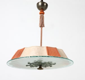 SWEDISH GRACE GLASS & BRASS CHANDELIER C. 1930S