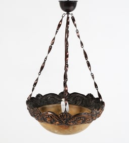 SCANDINAVIAN COPPER & ALABASTER PENDANT LIGHT