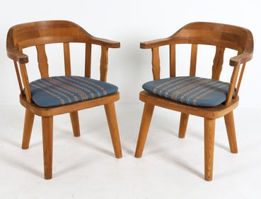 PAIR OF KROGENAES PINE ARMCHAIRS C. 1970S