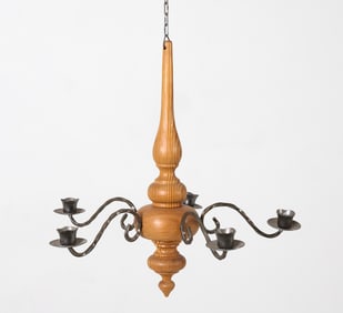 SWEDISH PINE CANDLE CHANDELIER C. 1970S