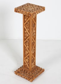 SCANDINAVIAN PINE PEDESTAL PLANT STAND C. 1970S