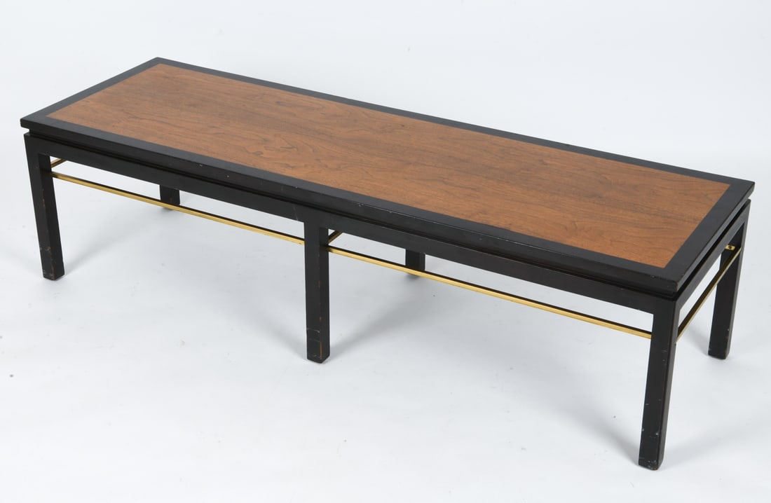 DUNBAR BRASS & MAHOGANY COFFEE TABLE