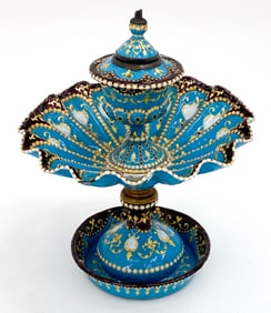 19TH C. FRENCH ENAMEL COMPOTE