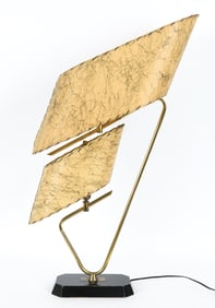 MID-CENTURY 2-SHADE FIBERGLASS ATOMIC LAMP