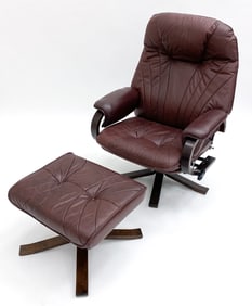 UNICO DANISH BEECH & LEATHER EASY CHAIR C. 1970S