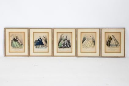 PARISIAN FASHION PRINTS IN SILVER GILT FRAMES