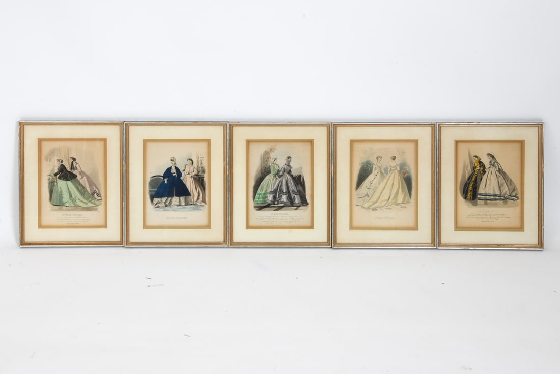 PARISIAN FASHION PRINTS IN SILVER GILT FRAMES (1 of 8)