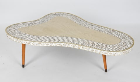 MID-CENTURY BIOMORPHIC MOSAIC TILE COFFEE TABLE