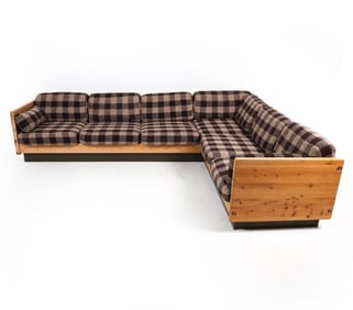 DANISH PINE & WOOL SECTIONAL SOFA C. 1970S
