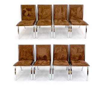 (8) PIETRO CONSTANTINI ITALIAN SUEDE DINING CHAIRS