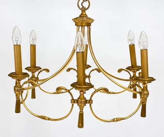 GAETANO SCIOLARI ITALIAN BRASS CHANDELIER C. 1960S