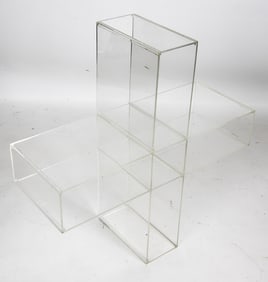 MODERNIST LUCITE CROSS FORM BOOKCASE