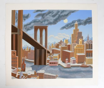 THOMAS MCKNIGHT (B.1941) BROOKLYN BRIDGE SERIGRAPH