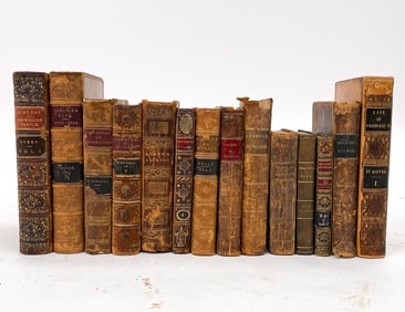 GROUPING OF VARIOUS ANTIQUE LEATHER BOUND BOOKS