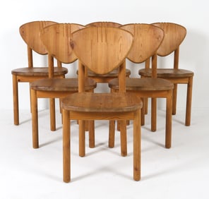 (6) DAUMILLER STYLE DANISH PINE DINING CHAIRS