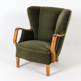 ALFRED CHRISTENSEN STYLE BEECH LOUNGE CHAIR 1950S