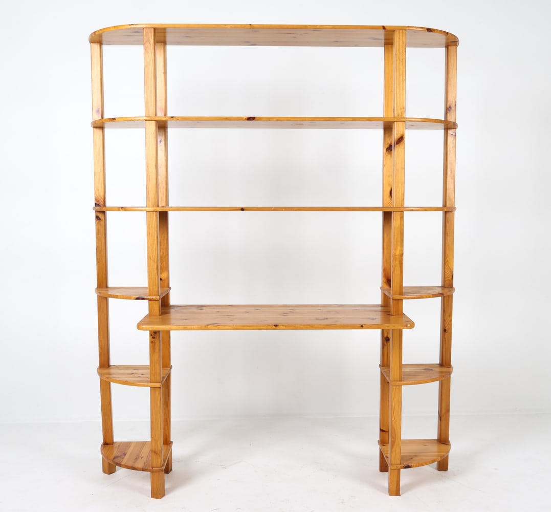 SWEDISH PINE ETAGERE DESK BOOKCASE C. 1970S (1 of 14)