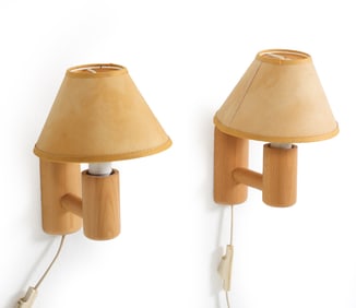 PAIR OF DANALUX DANISH BEECH WALL SCONCES C. 1970S