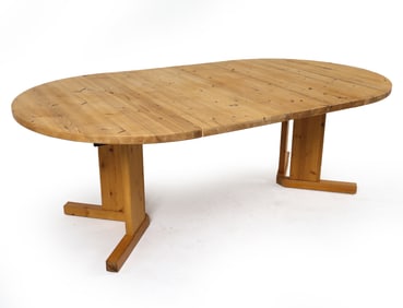 ATTR. DAUMILLER PINE EXTENDING DINING TABLE 1970S