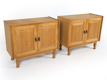 PAIR HENNING KJAERNULF STYLE DANISH OAK CABINETS