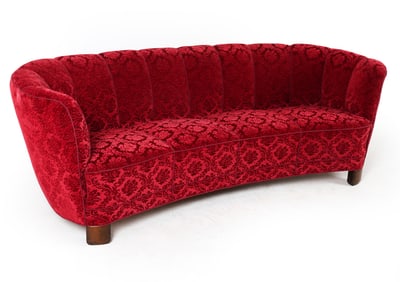 MID-CENTURY DANISH RED BANANA SOFA C. 1960S