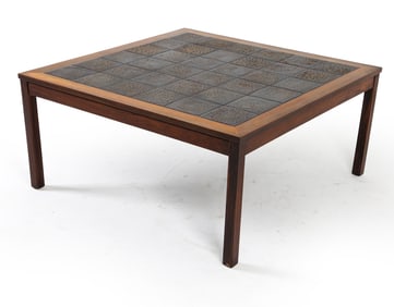 DANISH ROSEWOOD & CERAMIC TILE COFFEE TABLE 1970S