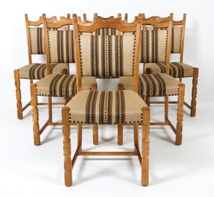 6 HENNING KJAERNULF STYLE DANISH OAK DINING CHAIRS