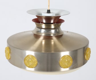 VITRIKA DANISH SAUCER PENDANT LIGHT C. 1970S