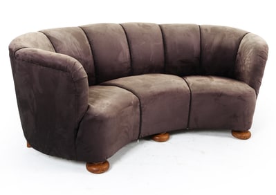 MID-CENTURY SCANDINAVIAN SUEDE BANANA SOFA