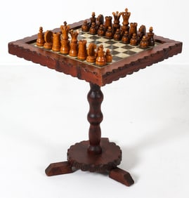 MID-CENTURY DANISH PINE CHESS TABLE