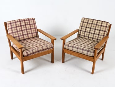 PAIR OF DANISH OAK LOUNGE CHAIRS C. 1970S
