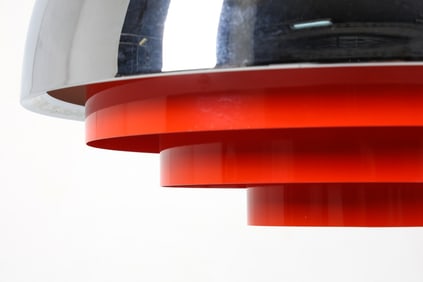 SCANDINAVIAN CHROME PENDANT LIGHT C. 1970S