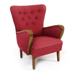 ART DECO STYLE DANISH BEECH LOUNGE CHAIR