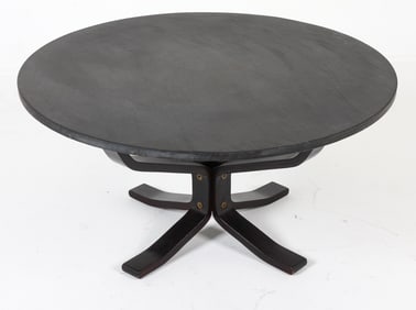 SCANDINAVIAN BLACK STONE TOP COFFEE TABLE