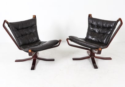 SIGURD RESSELL BEECH & LEATHER LOUNGE CHAIRS