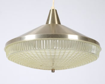 DANISH BRASS SAUCER PENDANT LAMP C. 1970S