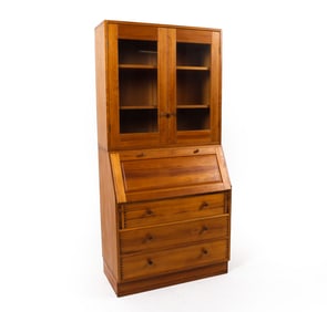SWEDISH PINE SECRETARY CABINET BOOKCASE C. 1960S