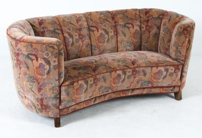 MID-CENTURY DANISH VELOUR BANANA SOFA C. 1960S