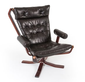 SIGURD RESSELL BEECH & LEATHER LOUNGE CHAIR