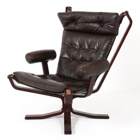 SIGURD RESSELL BEECH & LEATHER LOUNGE CHAIR