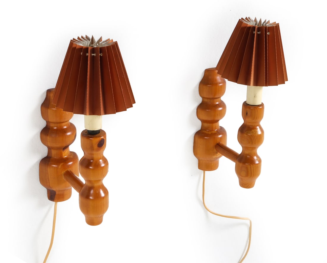 PAIR OF SWEDISH PINE WALL SCONCES C. 1970S (1 of 13)