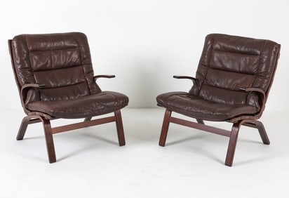 MILJO RANGE FARSTRUP BEECH & LEATHER LOUNGE CHAIRS