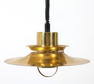 VITRIKA DANISH BRASS PENDANT LIGHT 1970S