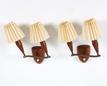 PAIR OF DANISH TEAK WALL SCONCES C. 1960S