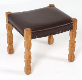 HENNING KJAERNULF STYLE OAK & LEATHER STOOL